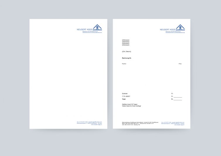 Design des Briefpapiers und Rechnungsformulars für Neudert ASGS