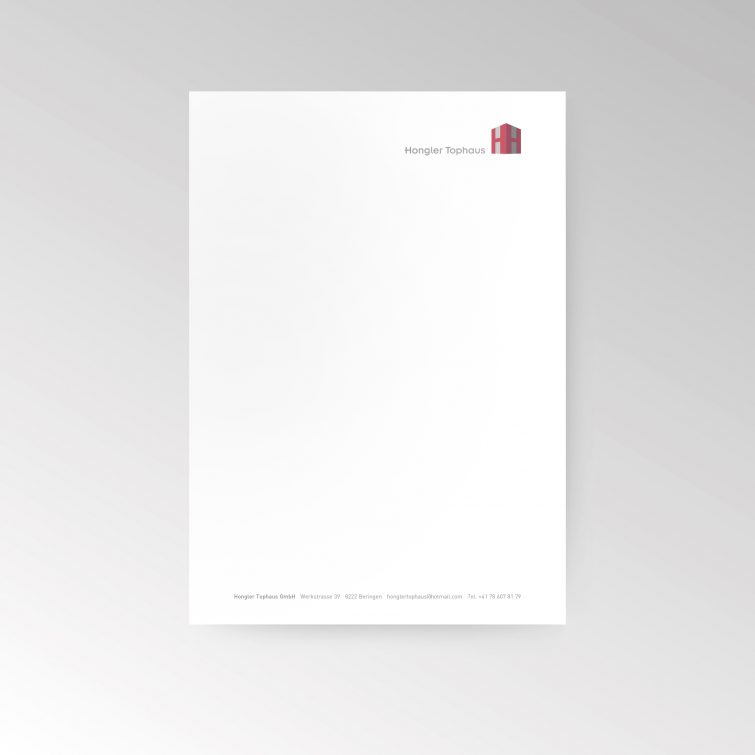 Design des Briefpapiers für Hongler Tophaus