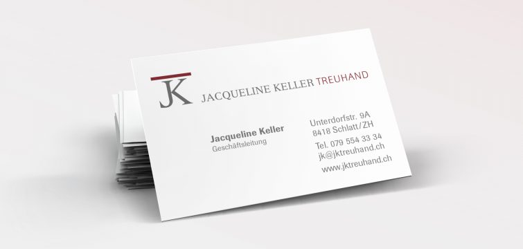 Design der Visitenkarten für Jaqueline Keller Treuhand