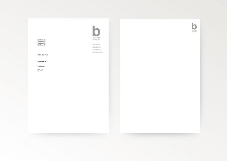 Fine-Tuning des Designs für Briepapier und Folgeblatt von better solution