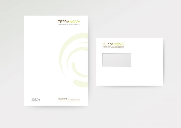 Design von Briefpapier und Couverts für Terranova