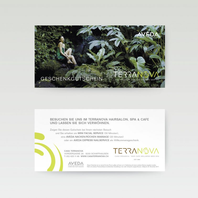 Design der Gutscheine für Casa Terranova