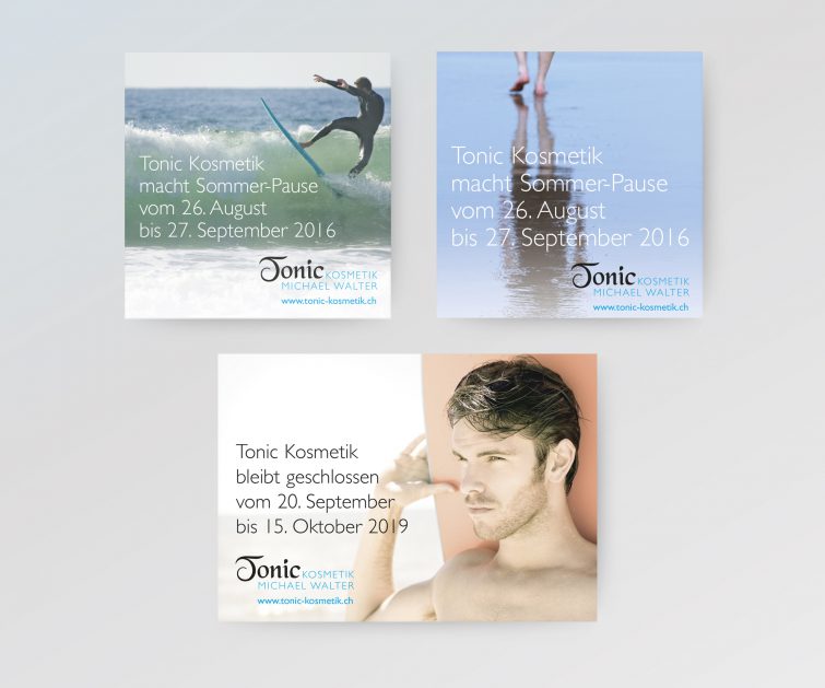 Design der Ferien-Flyer für Tonic Kosmetik