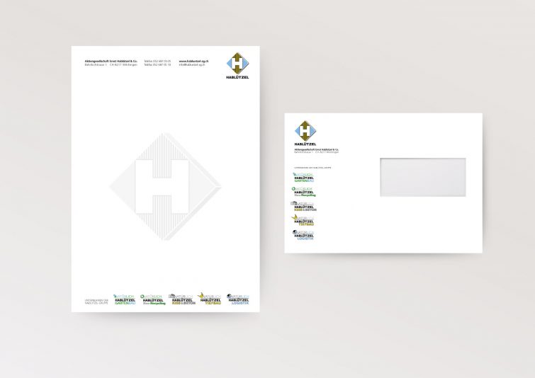 Design von Briefpapier und Couverts für AG Ernst Hablützel & Co.