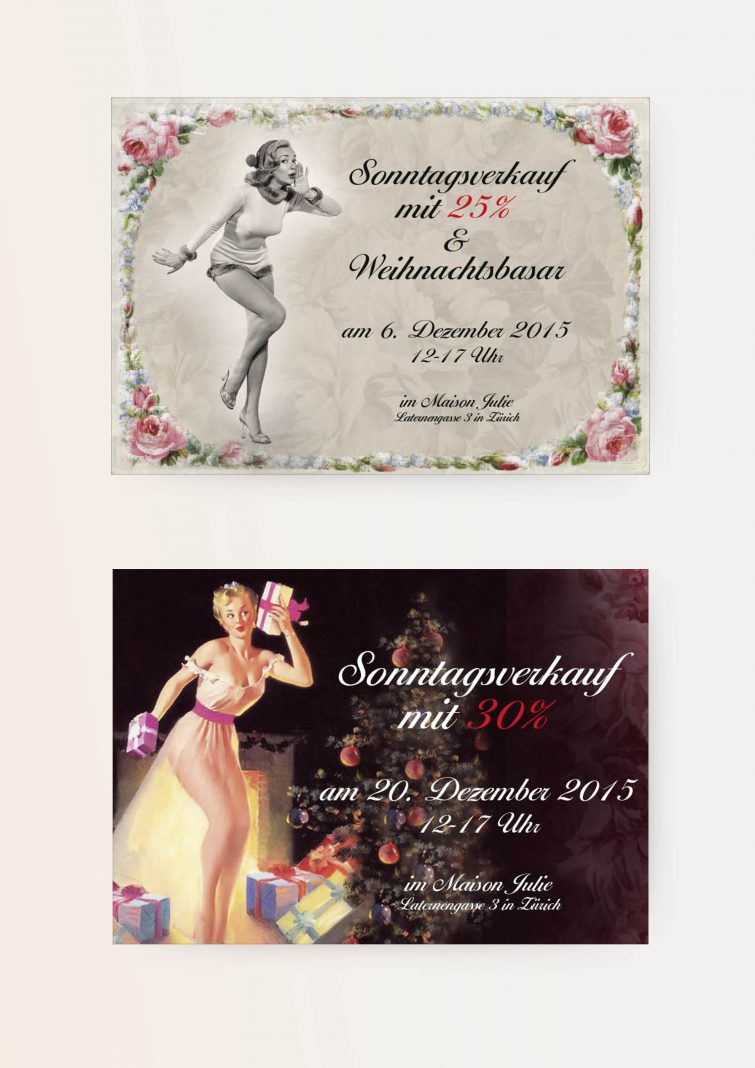 Design verschiedener Flyer für Maison Julie