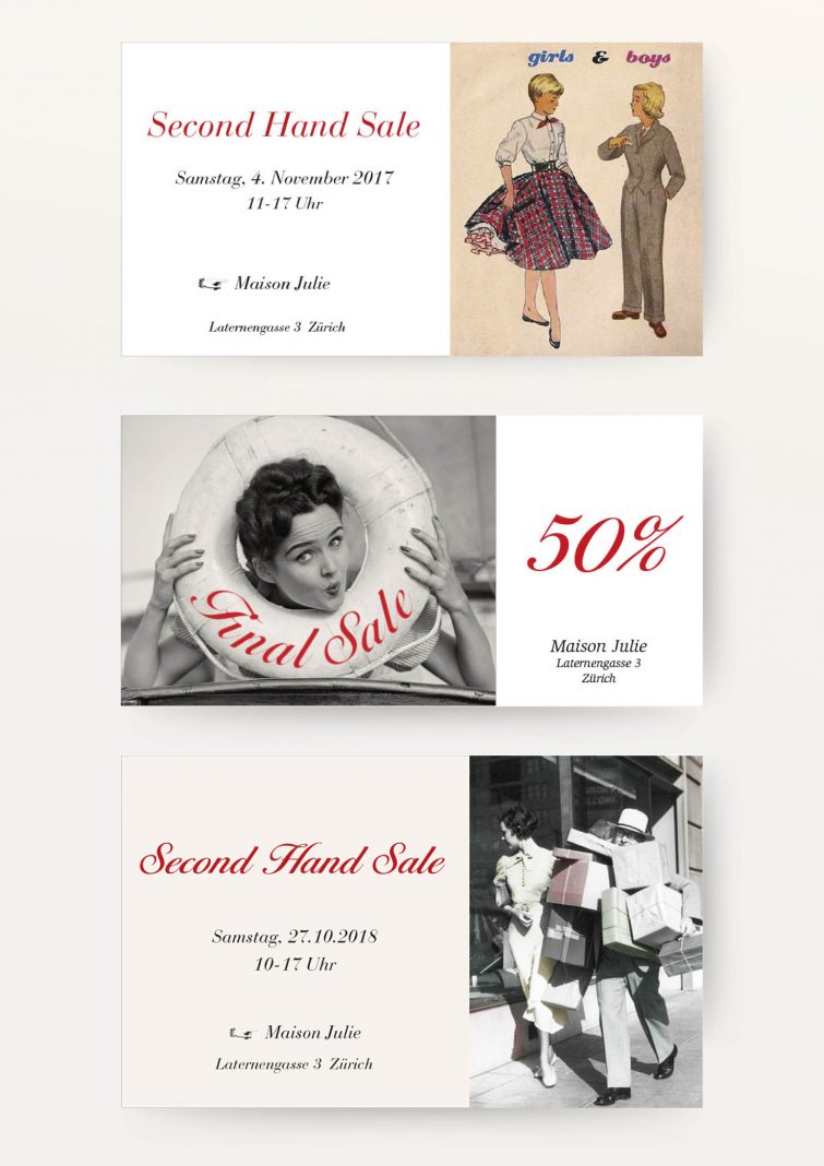 Design verschiedener Flyer für Maison Julie