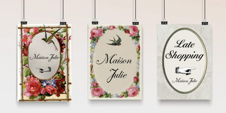 Design verschiedener Passantenstopper für Maison Julie