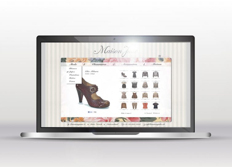 Design der ersten Homepage für Maison Julie