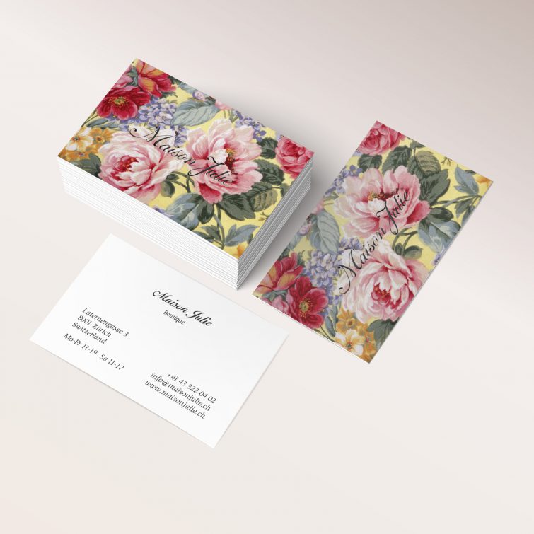 Design der Visitenkarten für Maison Julie