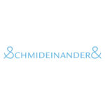 Logo von Schmideinander in Schaffhausen als Schriftzug mit Grossbuchstaben in Cyan und als Anfangsbuchstabe ein Et-Zeichen statt ein S. Das Et-Zeichen wiederholt sich gespiegelt am Schluss des Schriftzugs.