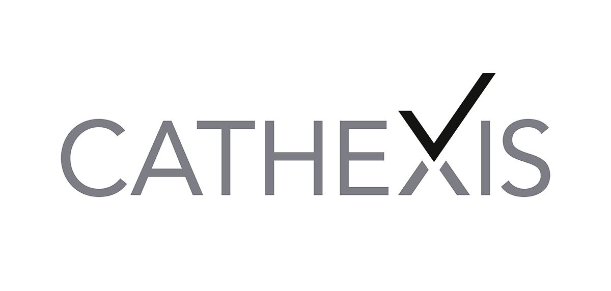 Logo von Cathexis in Zürich als Schriftzug mit Grossbuchstaben in Grau mit einem graphischen X als Korrekturhaken