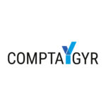 Logo von Compta-Gyr mit Grossbuchstaben als Schriftzug und übergrossem Ypsilon mit bauen Flächen dargestellt zwischen den beiden Wörtern
