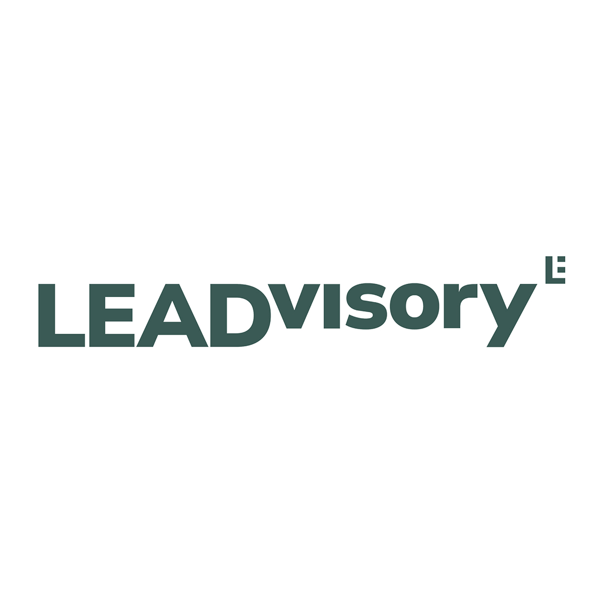 Schriftzug in dunkelgrünen Buchstaben als Logo von Leadvisory