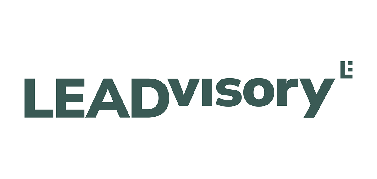 Schriftzug in dunkelgrünen Buchstaben als Logo von Leadvisory
