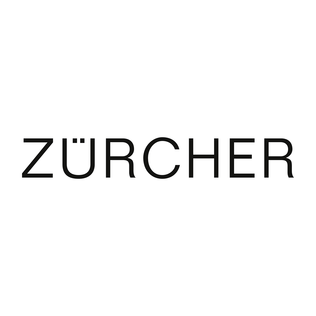 Schwarzer Schriftzug ZÜRCHER in Grossbuchstaben als Logo von Zürcher Coiffeur in Zürich