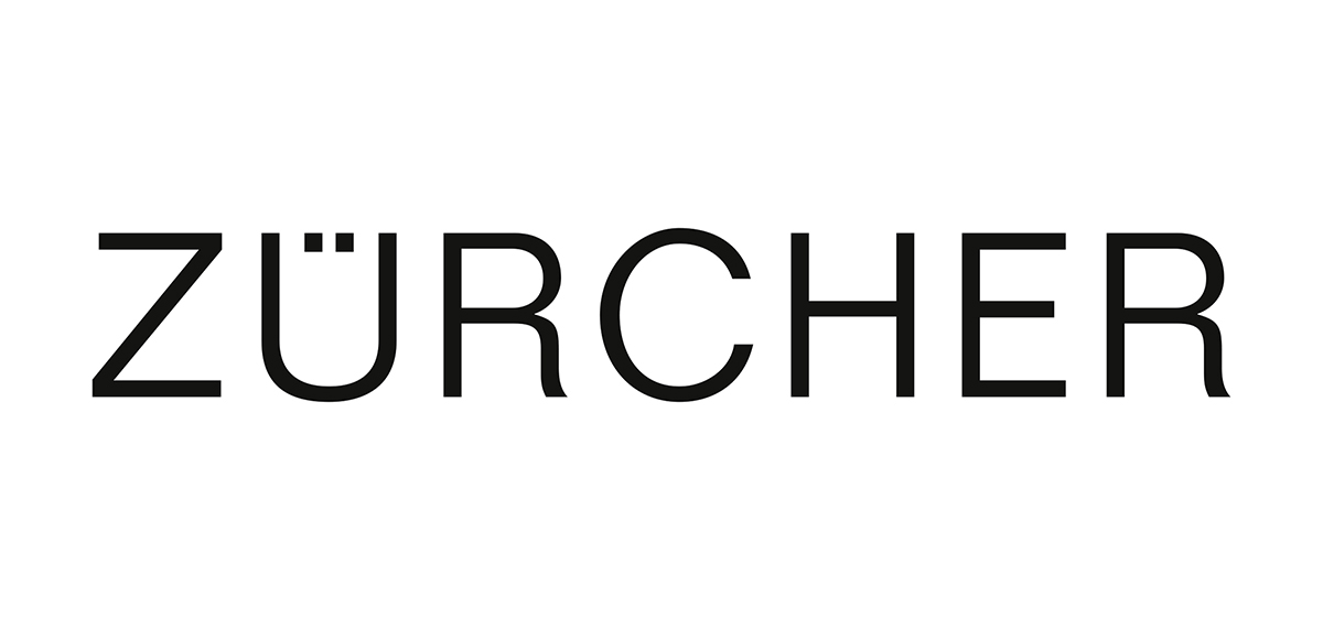 Schwarzer Schriftzug ZÜRCHER in Grossbuchstaben als Logo von Zürcher Coiffeur in Zürich