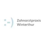 Graphik als hellbaues Smilie mit Schriftzug als Logo von Zahnarztpraxis Winterthur