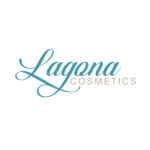 Schriftzug Lagona als Schreibschrift in Petrolgrün kombiniert mit Cosmetics in modernen Grossbuchstaben in Beige als Logo von Lagona Cosmetics