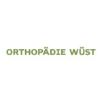 Schriftzug in olivgrünen Grossbuchstaben als Logo von Orthopädie Wüst